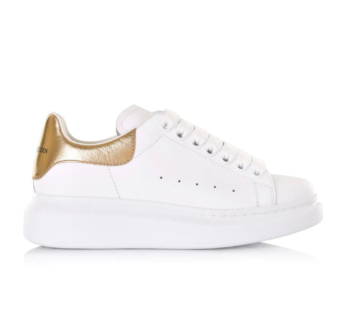 ALEXANDER MCQUEEN White Leather And Gold
